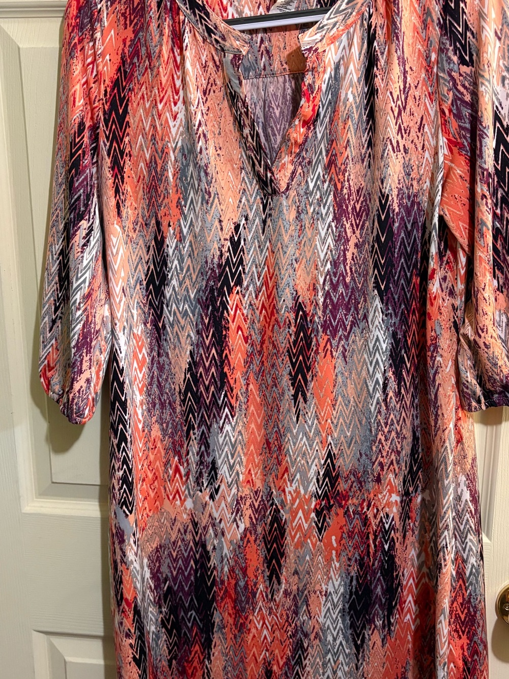 Cocomo Coral Multi Chevron V-Neck Zig Zag Midi Dress